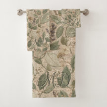 Motif floral feuille rustique sauge douce