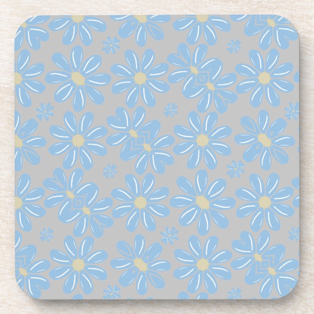 Motif floral Fleur Bleue - Dessous de verre (Devant)