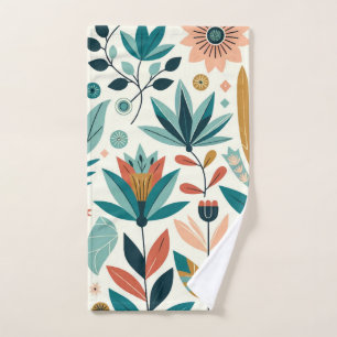 Motif floral imprimé moderne gras orange vert