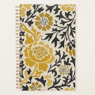 Motif floral jaune et noir de style vintage