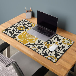 Motif floral jaune et noir de style vintage