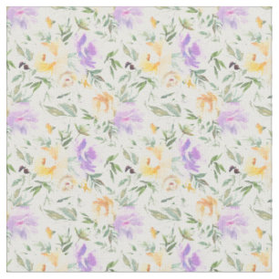 Motif floral jaune violet Tissu Fleurs