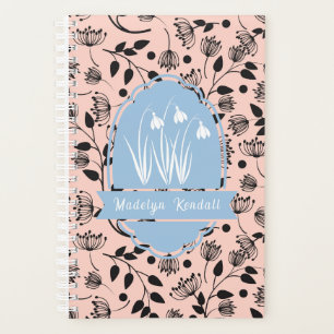 Motif floral laurentien rose pâle nom personnalisé