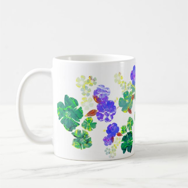 Motif floral mauve & mug vert (Gauche)
