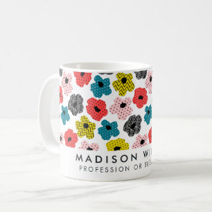 Motif Floral moderne coloré Nom personnalisé Mug