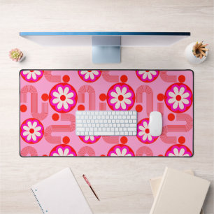 Motif Floral moderne du milieu du siècle Pink Retr
