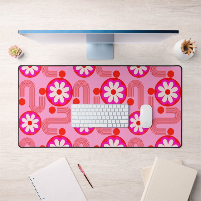 Motif Floral moderne du milieu du siècle Pink Retr (Bureau 1)