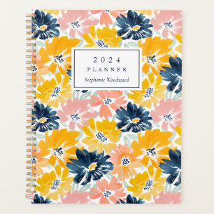 Motif floral monogrammé aquarelle ensoleillé 2024