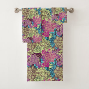 Motif Floral Orchidée Rose Jaune vert pourpre