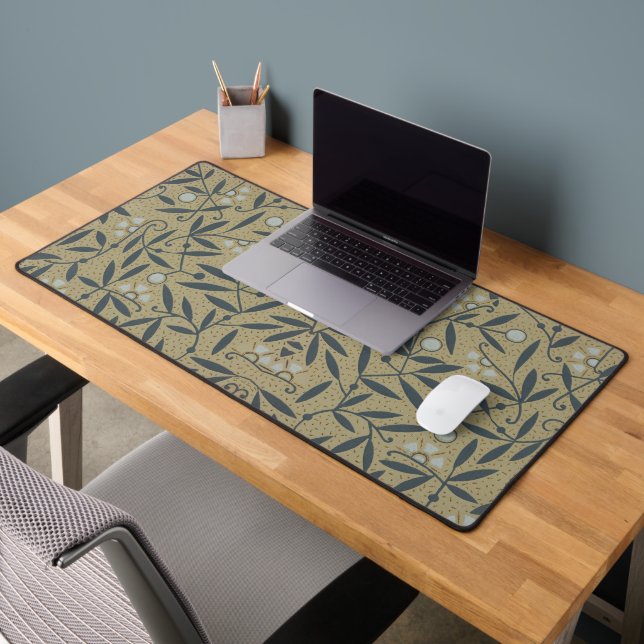 Motif floral orné avec des vignes bleu foncé  (Bureau 2)