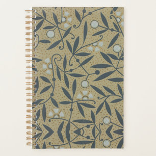 Motif floral orné avec des vignes bleu foncé 