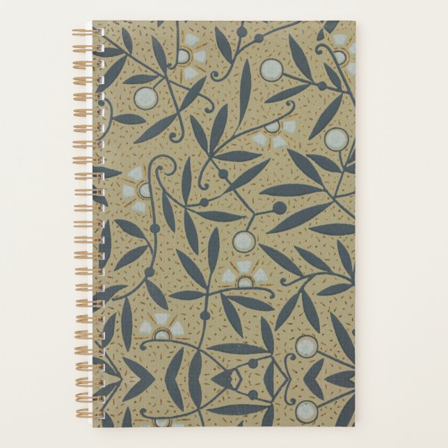 Motif floral orné avec des vignes bleu foncé  (Devant)
