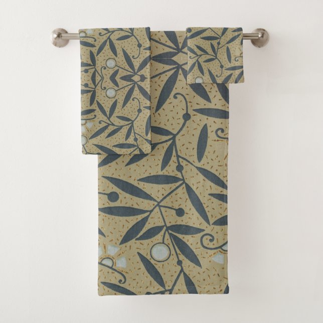Motif floral orné avec des vignes bleu foncé  (En situation)