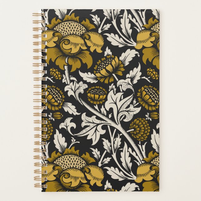 Motif floral orné de grandes fleurs dorées  (Devant)
