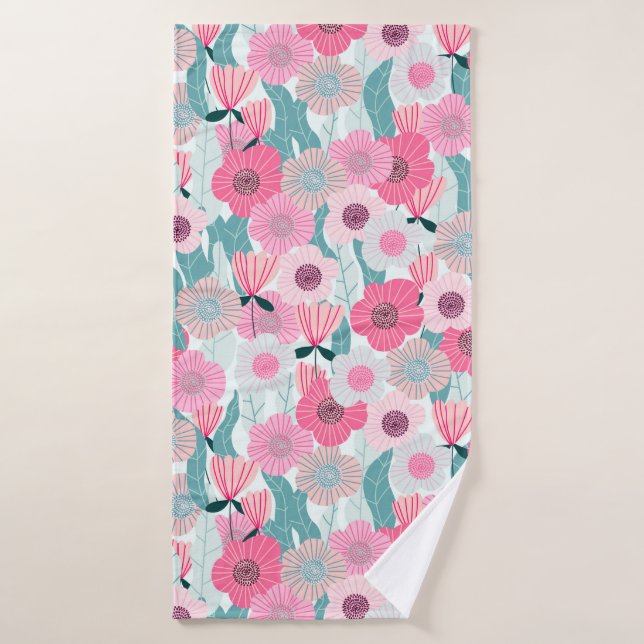 motif floral pastel Abstrait. Beau flo rose (Serviette de bain)