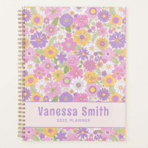 Motif Floral Retro coloré Planificateur personnali