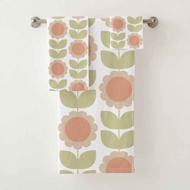 Motif floral rétro rose pastel du milieu du siècle (En situation)