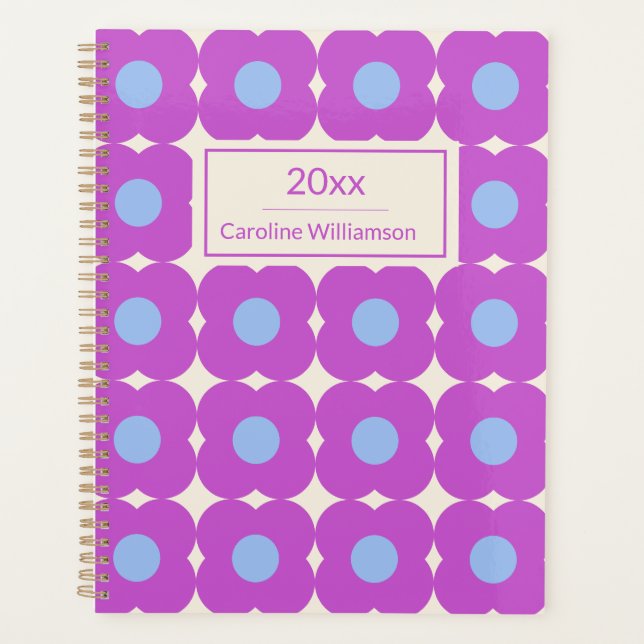 Motif floral rétro violet personnalisé milieu mod (Devant)
