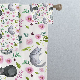 Motif floral rose chatte