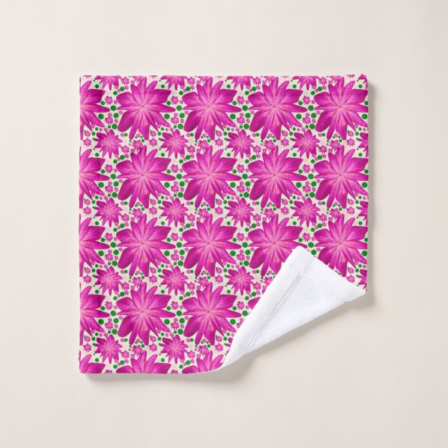 Motif floral rose vif sans couture  (Gant de toilette)