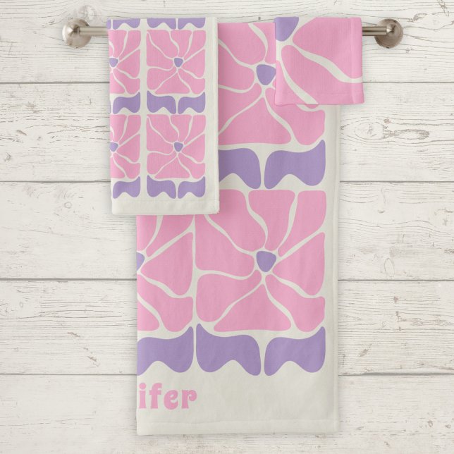 Motif floral rose violet rétro vintage  (Créateur téléchargé)