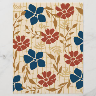 Motif Floral rouge et bleu :