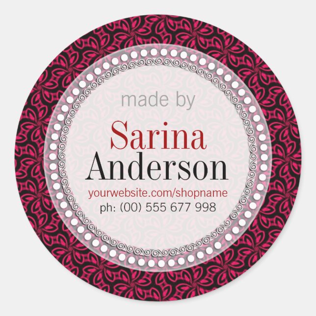 Motif Floral Rouge Noir Fabriqué Par Des Stickers  (Devant)