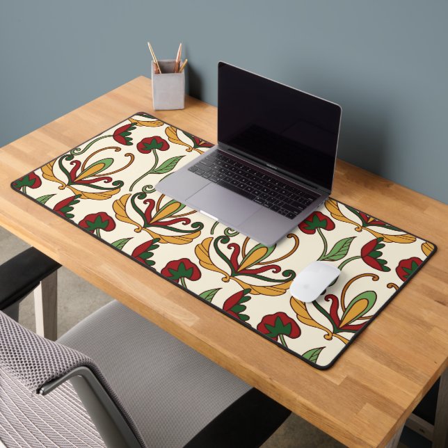 Motif floral sans couture avec des fleurs rouges e (Bureau 2)