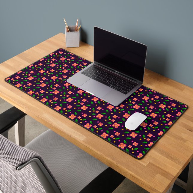 Motif floral sans couture vibrant sur fond violet  (Bureau 2)
