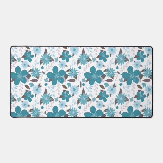 Motif floral sarcelle et marron (Recto)