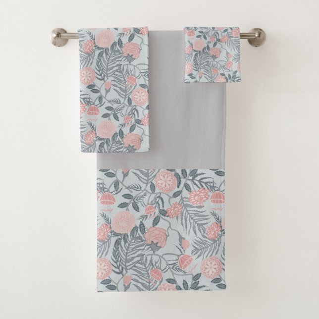 Motif floral sauvage rose, gris botanique (En situation)