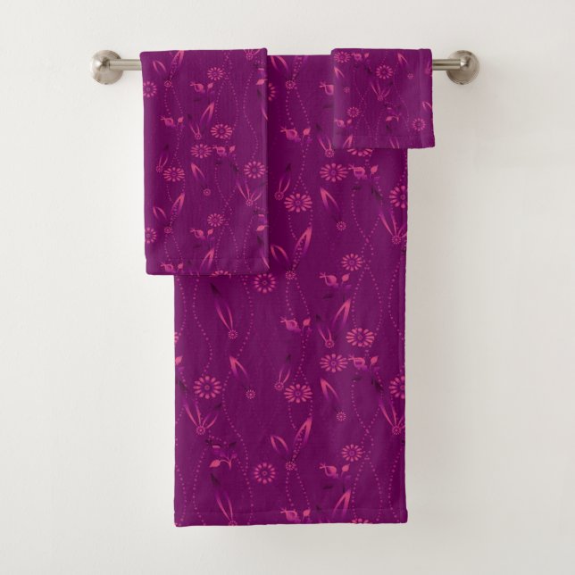 Motif floral simple rétro bordeaux (En situation)