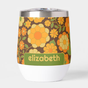 Motif floral tendance rétro avec bloc de nom