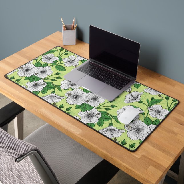 Motif floral tropical à fleurs d'Hibiscus blanc (Bureau 2)