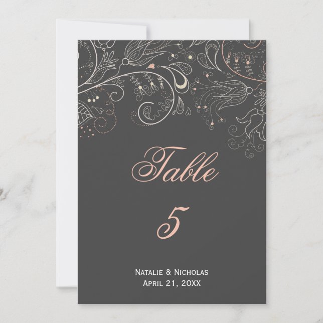 Motif floral tulipe grise - Numéro de table (Devant)