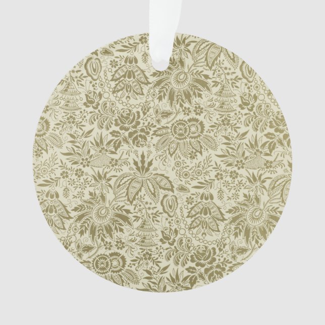 Motif Floral Vert Sage Antique Damas (devant)