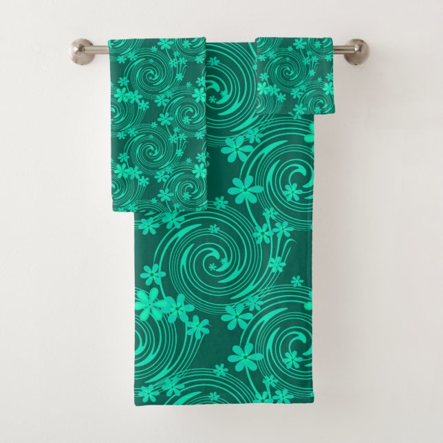 motif floral vert turquoise vif (En situation)