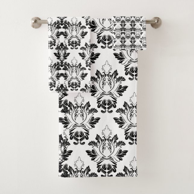 Motif Floral victorien sans couture noir blanc (En situation)