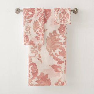 Motif Floral Vintage Aquarelle Damassé Rose