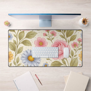 Motif floral vintage avec roses et marguerites 