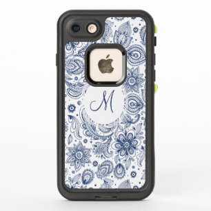 Motif Floral Vintage bleu Monogramme LP coque