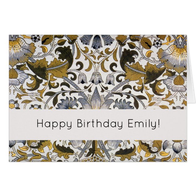 Motif floral William Morris Lodden : bleu or  (Devant horizontal)