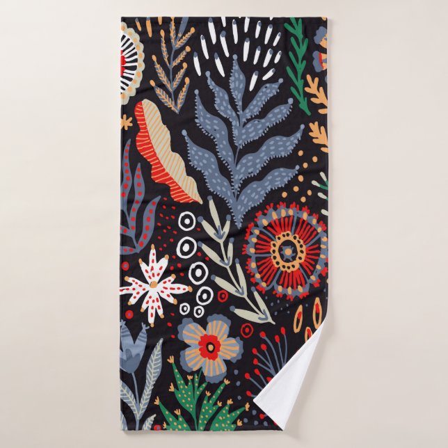 Motif folklorique, design textile transparent avec (Serviette de bain)
