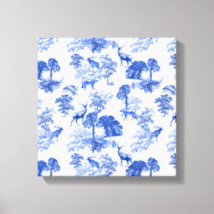 Motif forestier Blue Toile Deer Fox