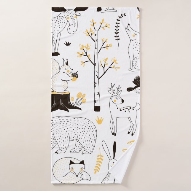 motif forestier d'automne (Serviette de bain)