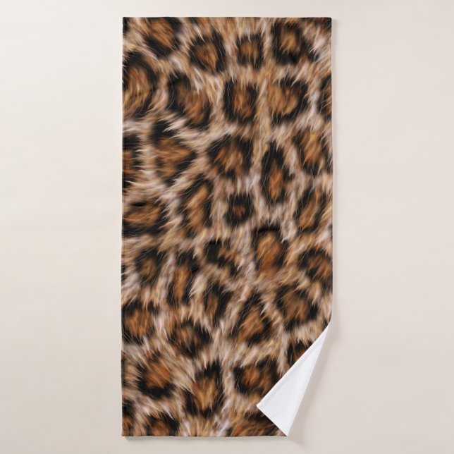 Motif Fourrure Marron Chat Léopard Jaguar (Serviette de bain)