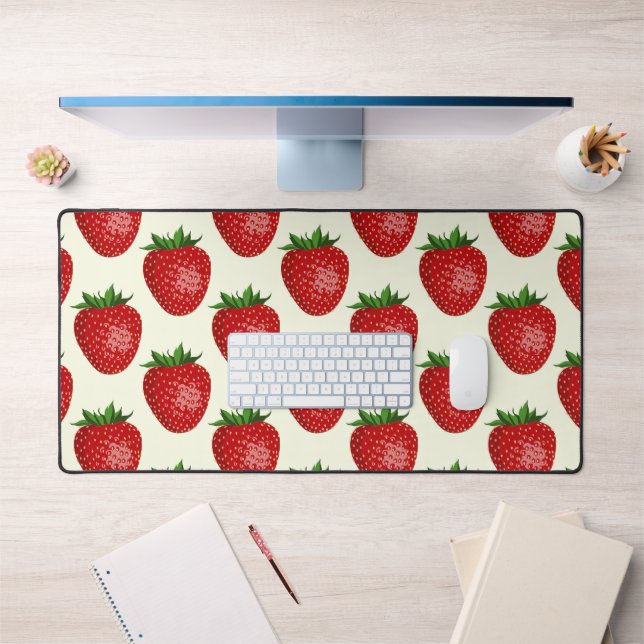 Motif Fraise, Fraises Rouges, Fruit, Feuille (Bureau 1)