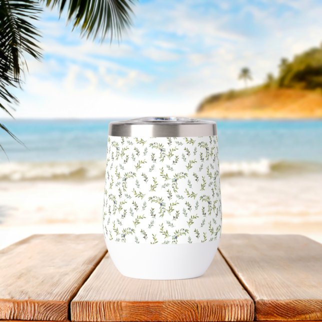 Motif français chic vert sauge aquarelle olive (Plage (pivotée))
