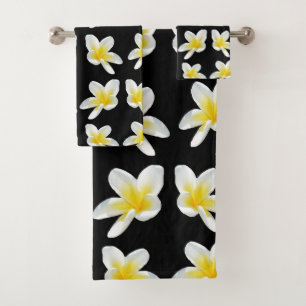 Motif Frangipani Jaune Et Noir,