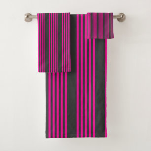 Motif Fuchsia et charbon de bois cinq bandes